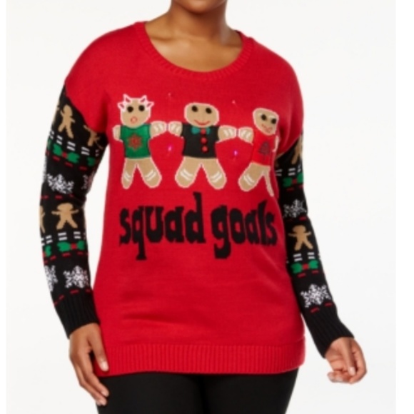Planet Gold Sweaters - Planet Gold Trendy Plus Size Light-Up Squad Goals
